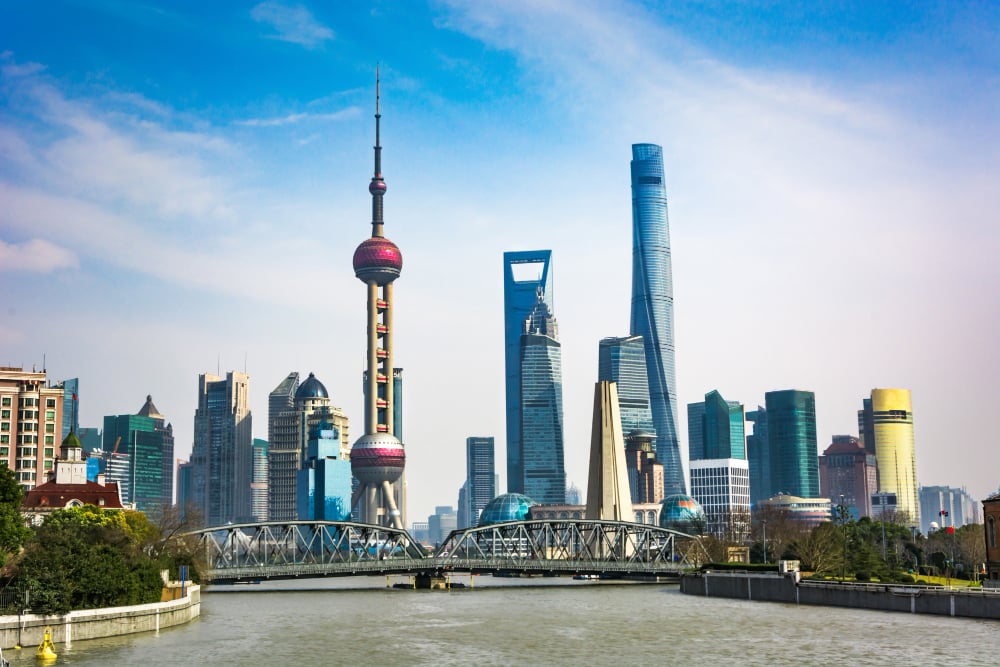 Shanghai skyline with Pudong district